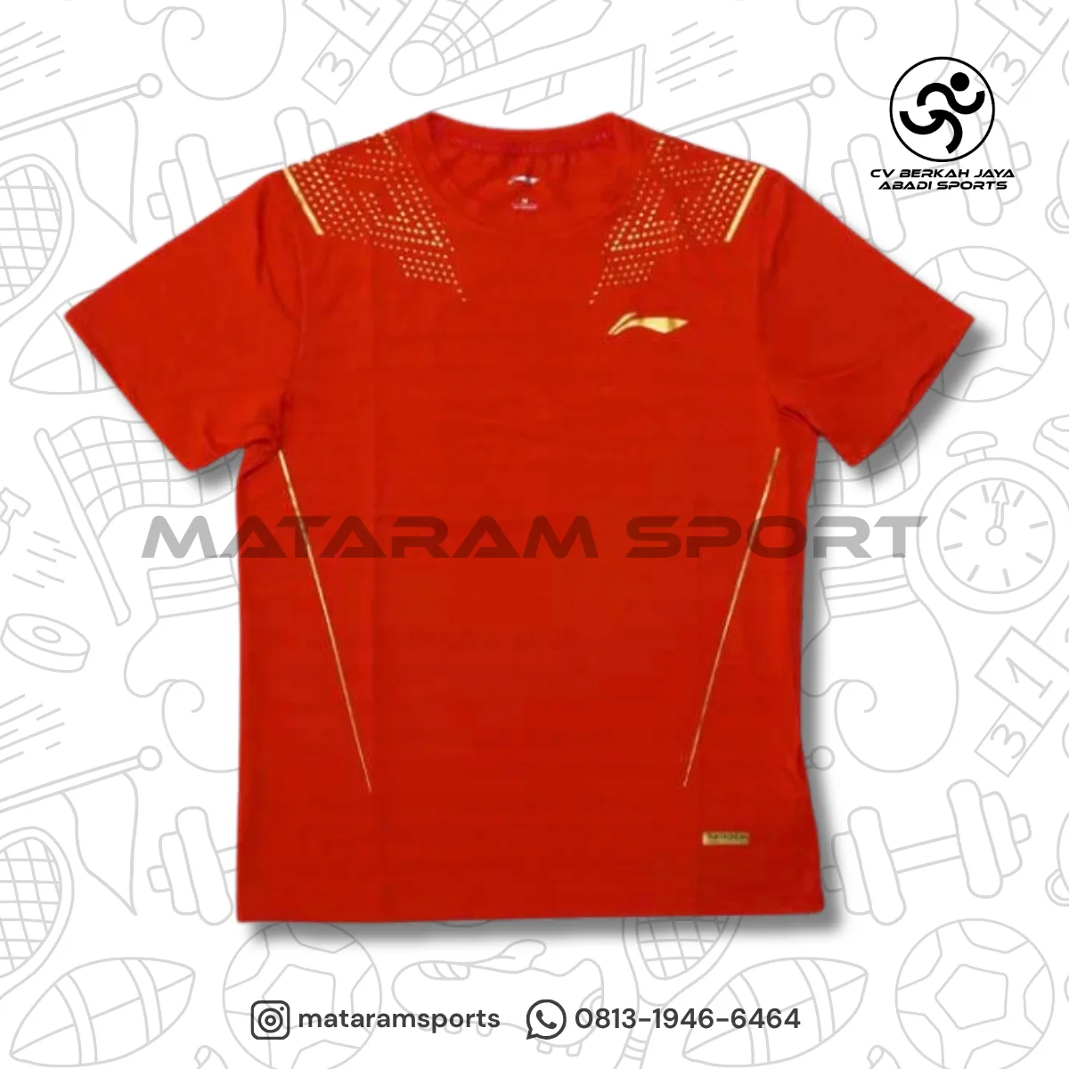 Baju Li-Ning Mens T-Shirt ATSR643-2 - Red/Gold