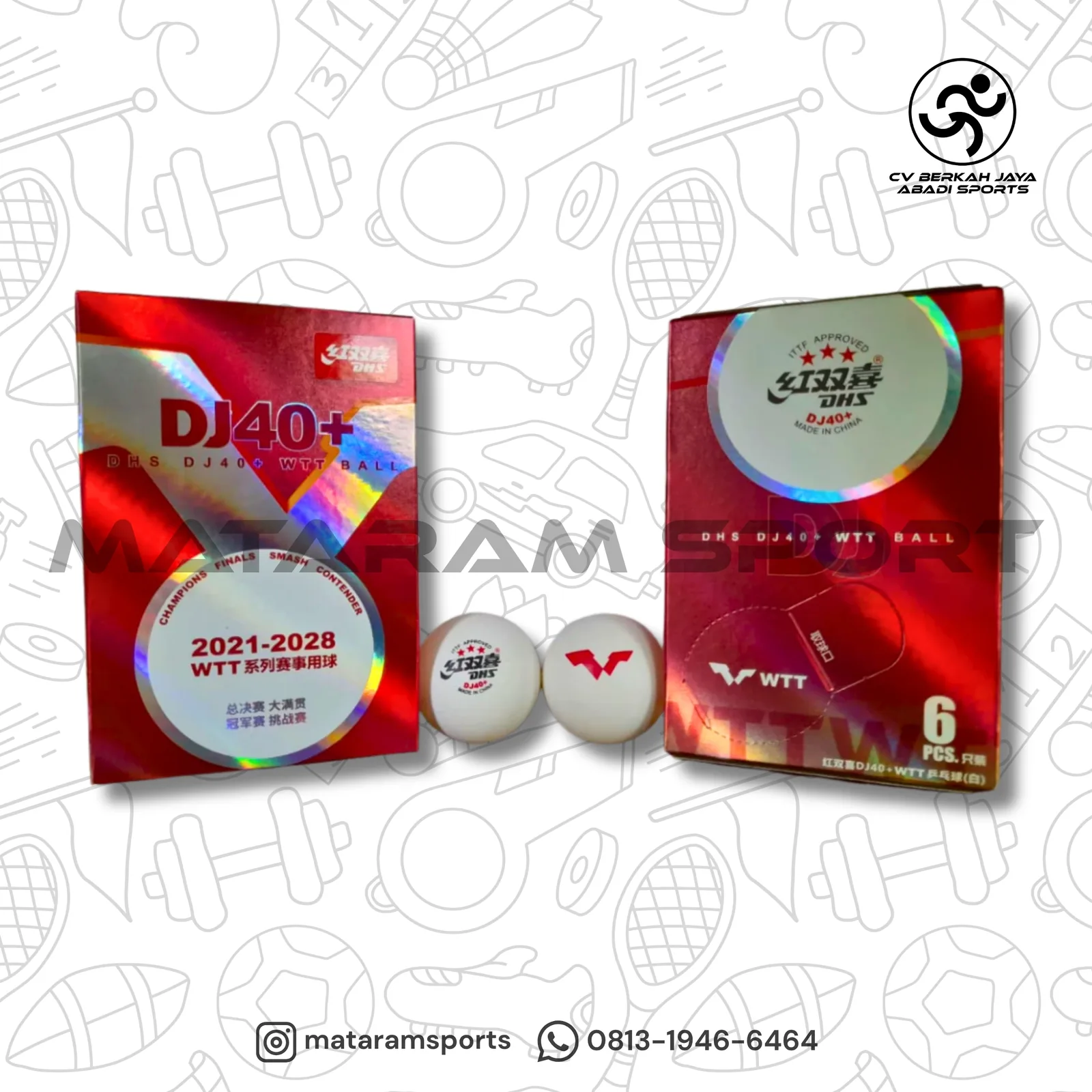 Bola pingpong DHS DJ WTT 40+