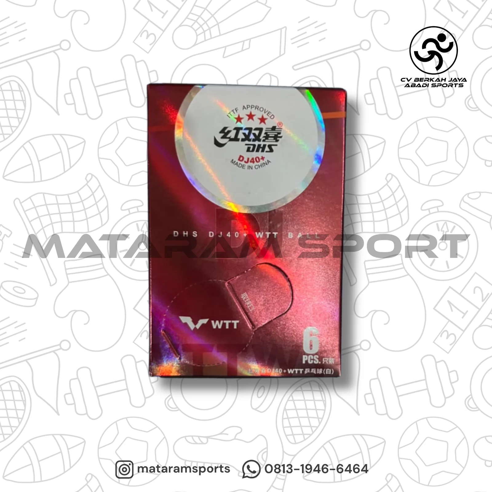 Bola pingpong DHS DJ WTT 40+ 3