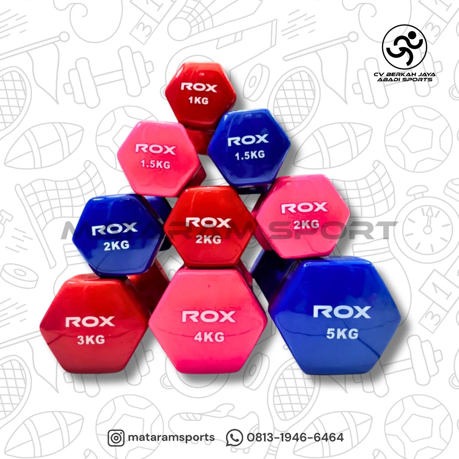 Dumbbell Vinyl ROX 1 Kg - 5 Kg