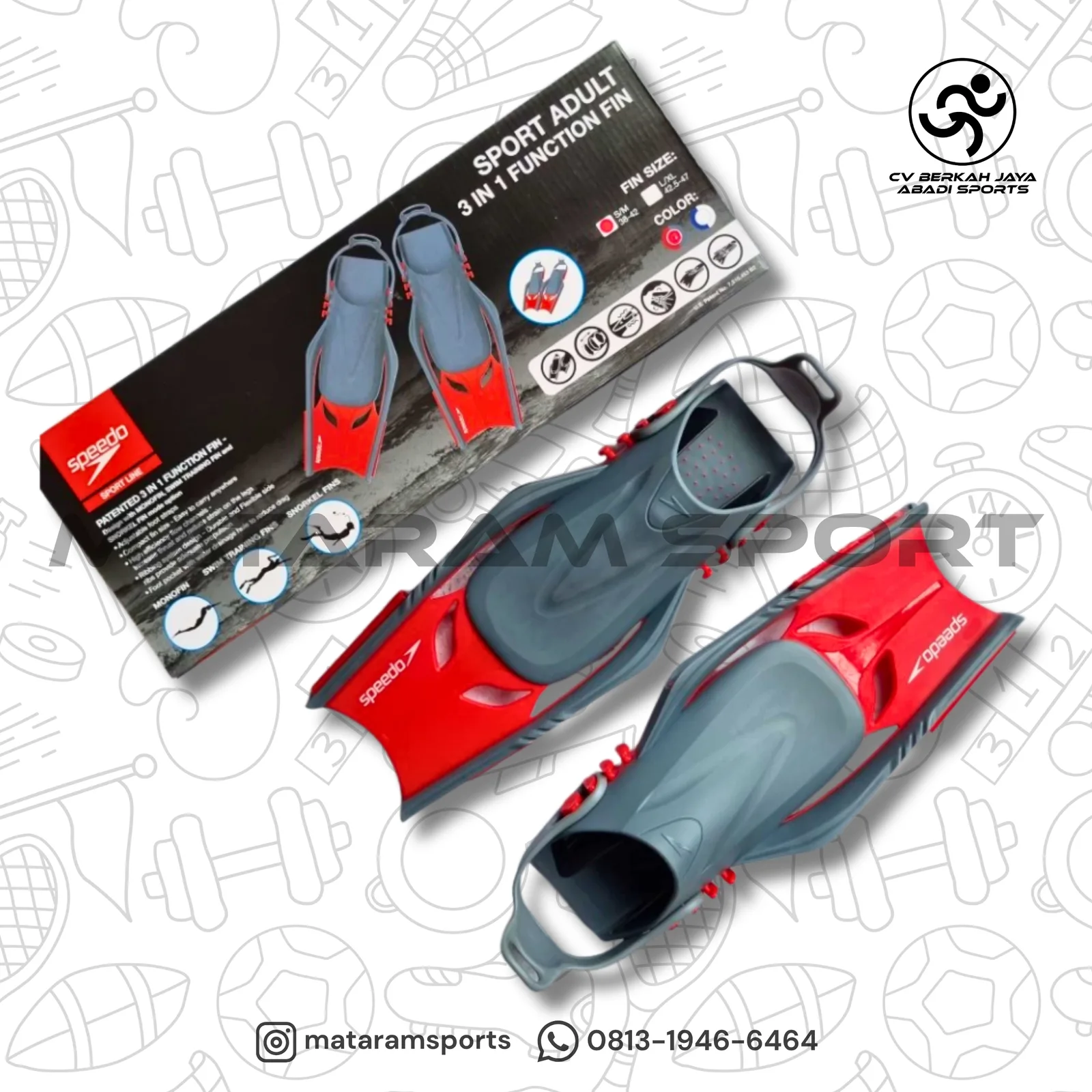 Kaki Katak Speedo Sport Adult 3 in 1 Function Fin