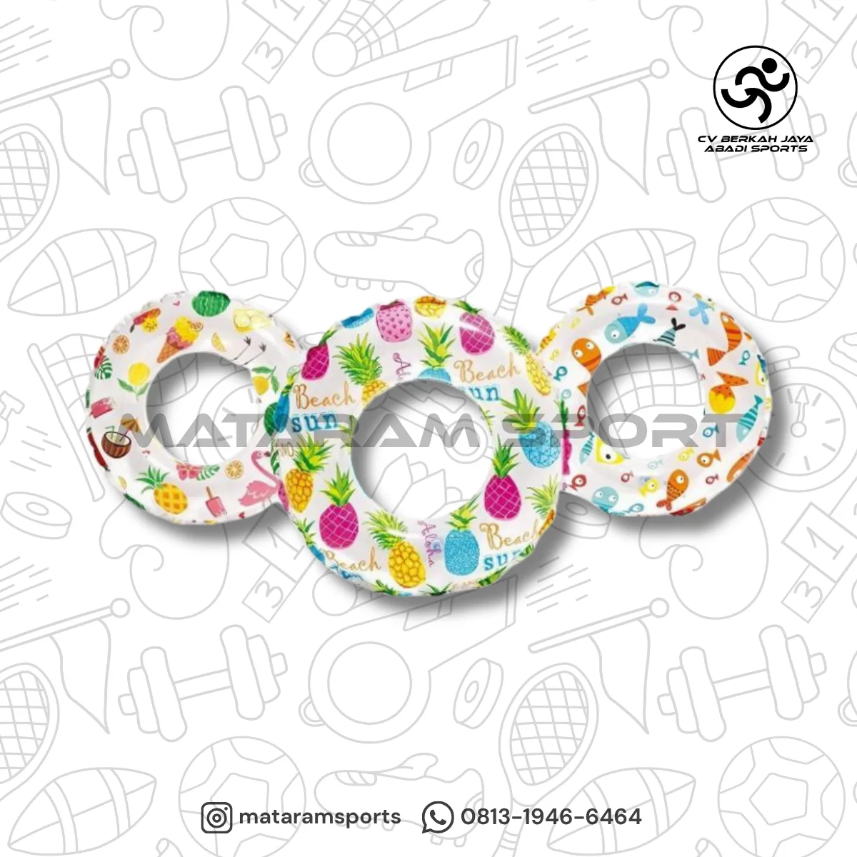 Pelampung Intex 59230 Ban Renang Lively Print Swim Rings 51cm