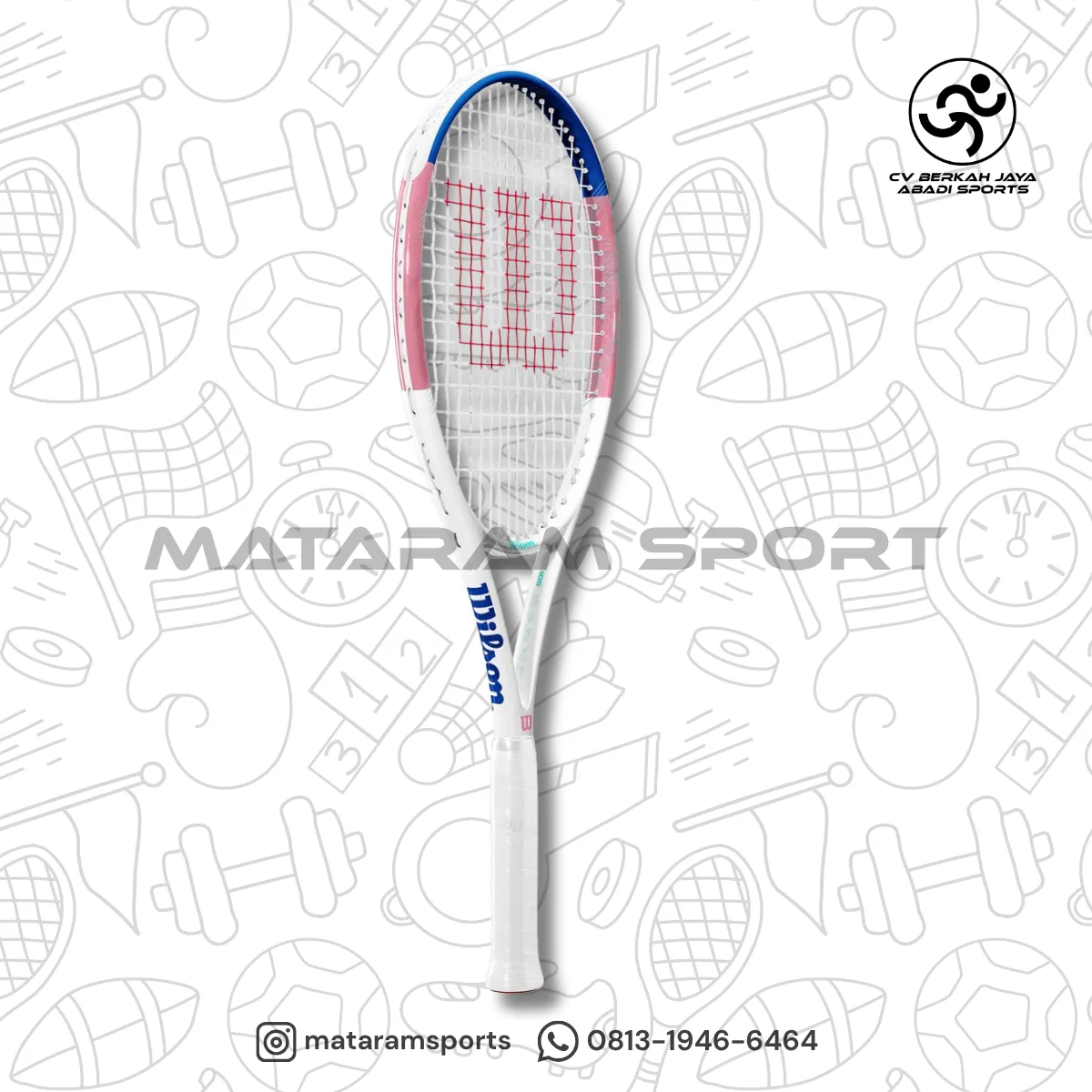 Raket Tenis Wilson Allure White/Pink/Biru