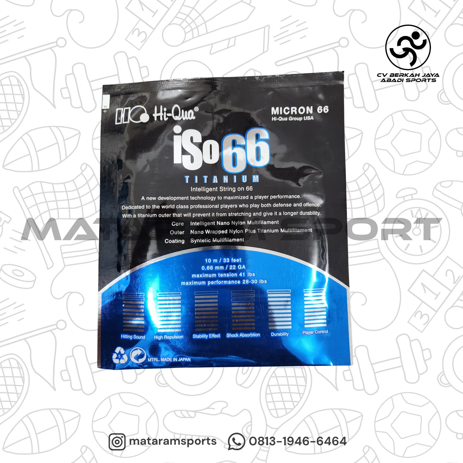 Senar Badminton Hiqua Iso 66 Titanium 2