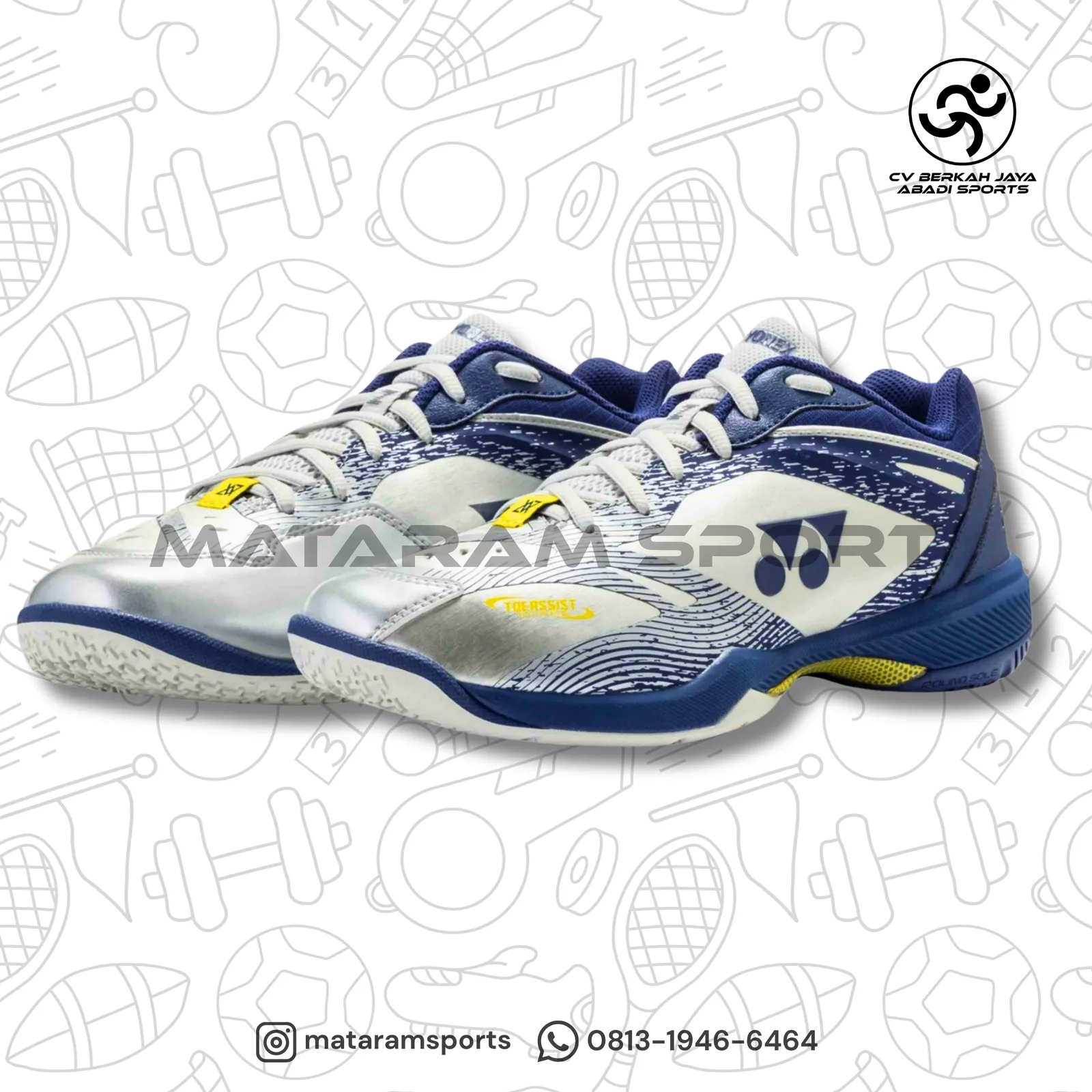 Sepatu Badminton Yonex Power Cushion 65 Z VA Men Silver / Navy