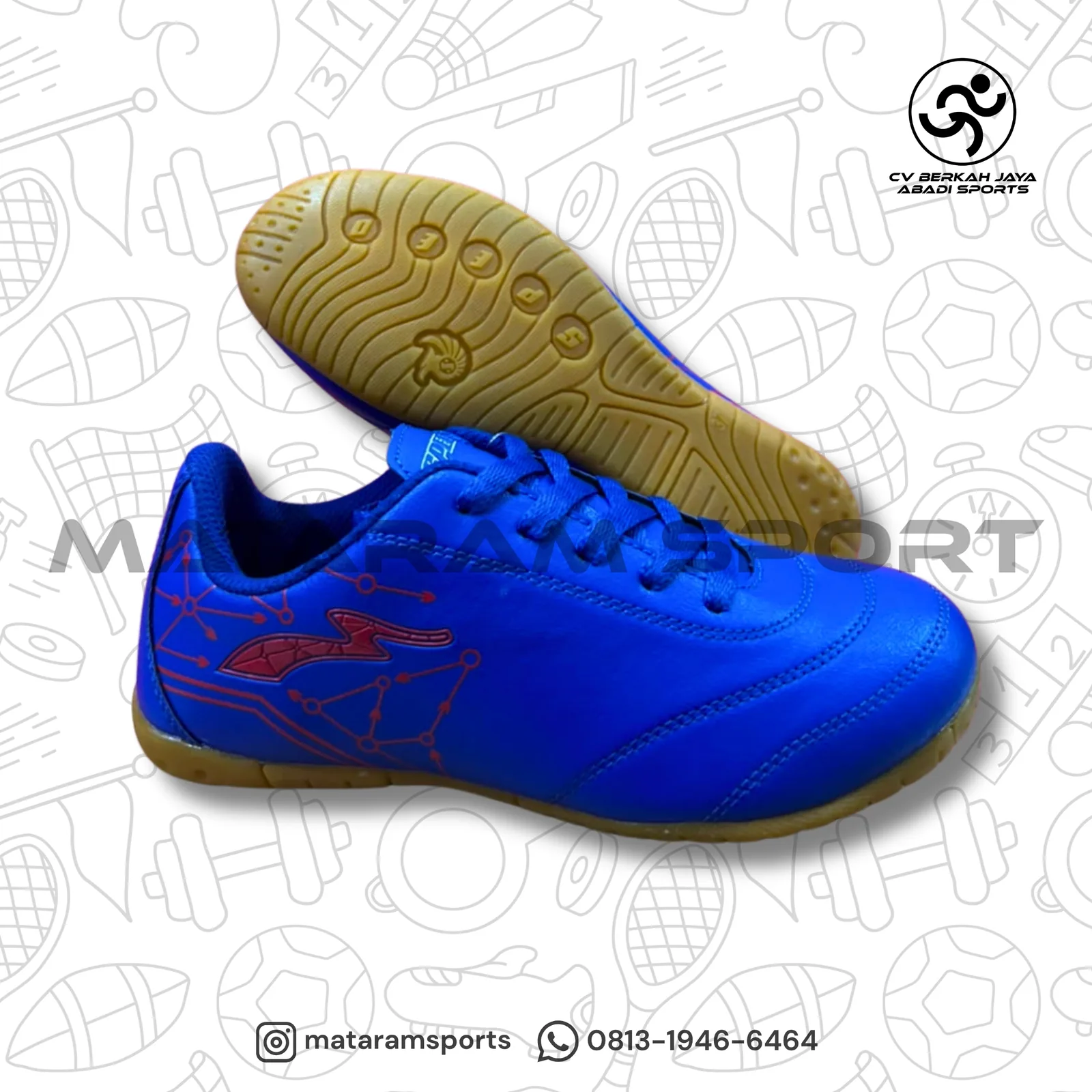 Sepatu Futsal JR Speed Idzes Biru/Merah