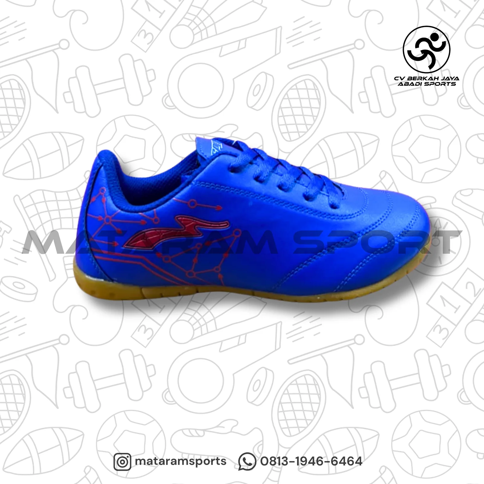 Sepatu Futsal JR Speed Idzes Biru/Merah 2