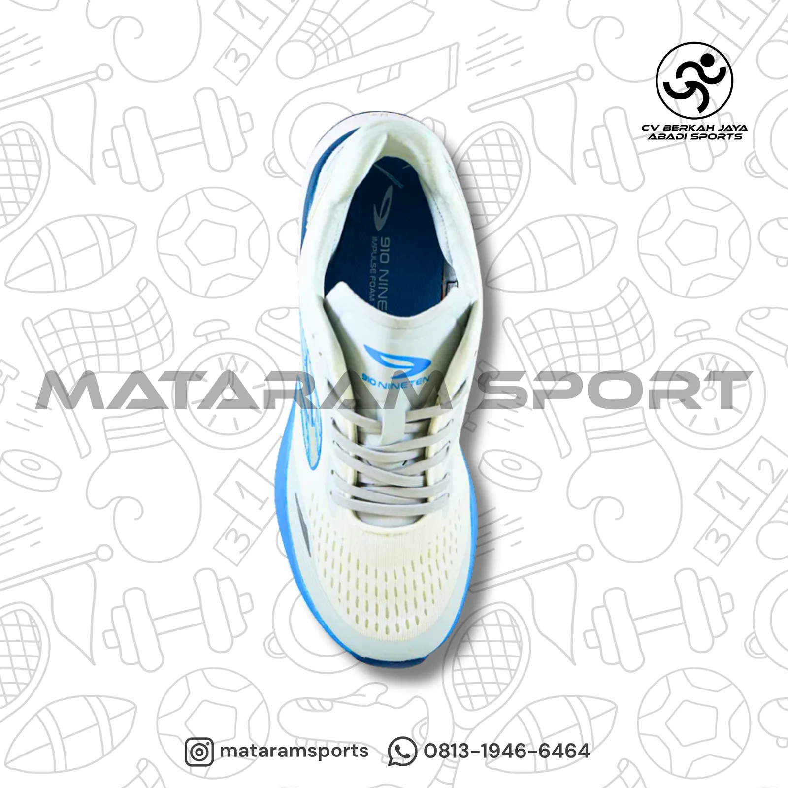 Sepatu Running Nineten 910 Aurorun Putih/Navy/Biru 2